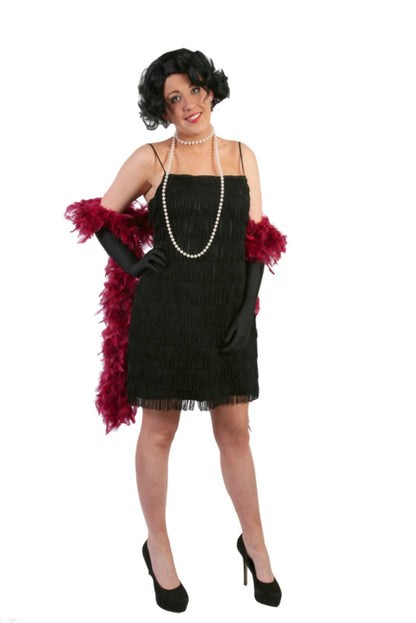 Flapper Dress - Black Fringed Hire Costume*