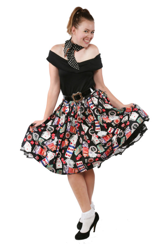1950s Poodle Skirt Girl - Casino Print Hire Costume*