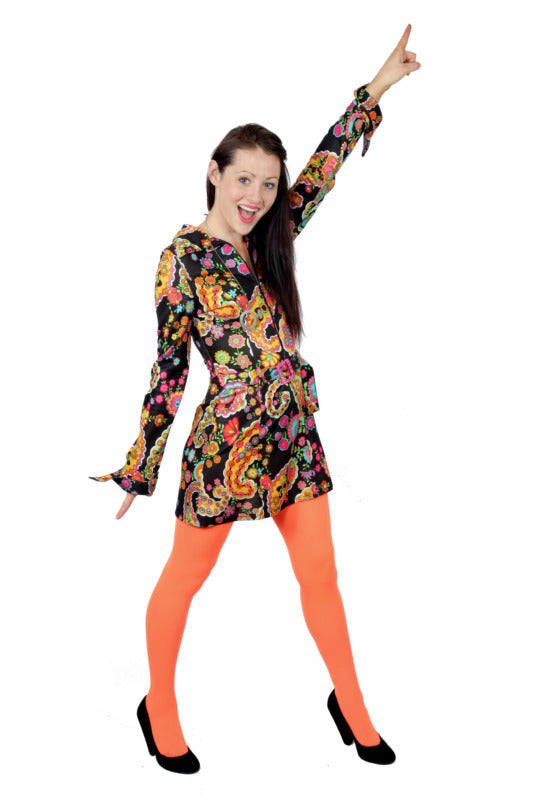 Go-Go Mini Black Psychedelic Swirl - Hire Costume