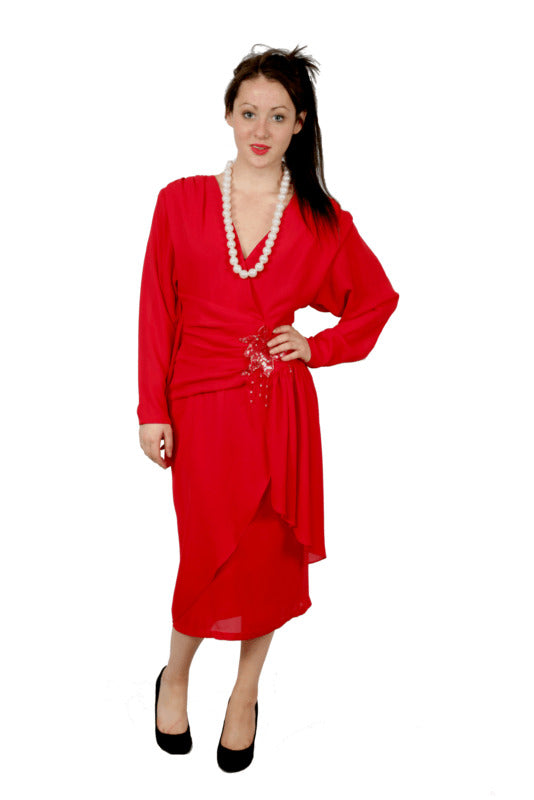 1980s Dallas-Dynasty Red Dress Hire Costume*