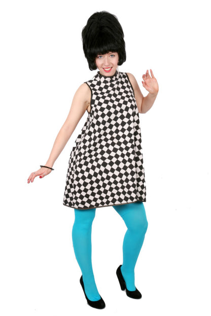 Go-Go Sleeveless Mini - Black & White Check Hire Costume*