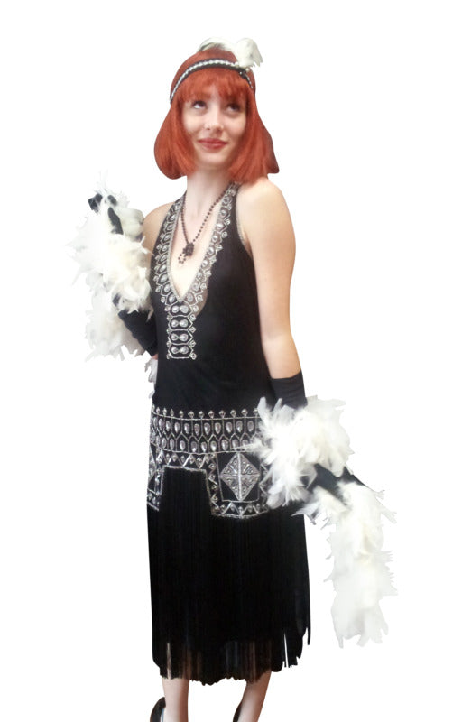 Deluxe Flapper Dress - Black Zelda Hire Costume*