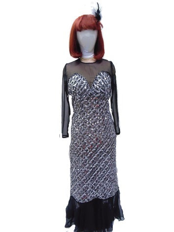 Evening Gown - Chiffon & Sequins Hire Costume*
