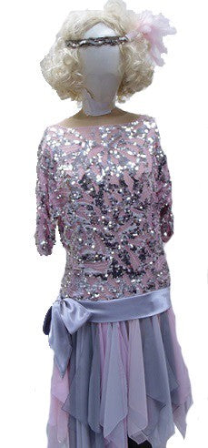 Flapper Dress - Pink & Silver Sequined Hire Costume*