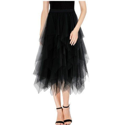 Jagged Black Tulle Skirt