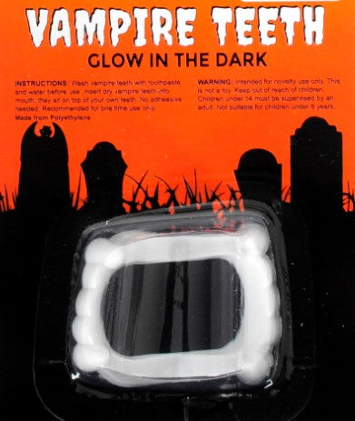 Kid's Vampire Teeth - White Glow in the Dark