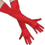 Long Red Satin Gloves
