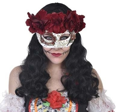Catrina Day of the Dead Masquerade Eye Mask with Flowers