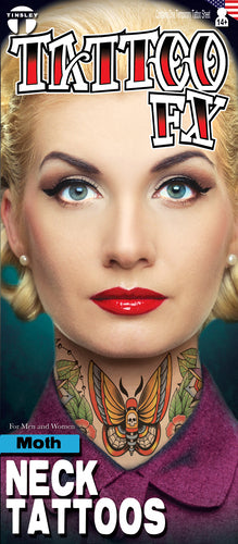 Moth Tinsley Neck Tattoos