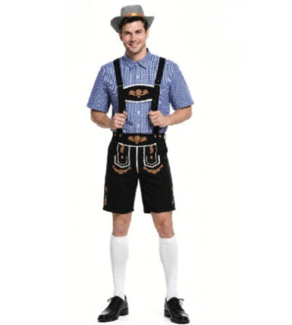 Oktoberfest Lederhosen Beer Man Costume - Blue