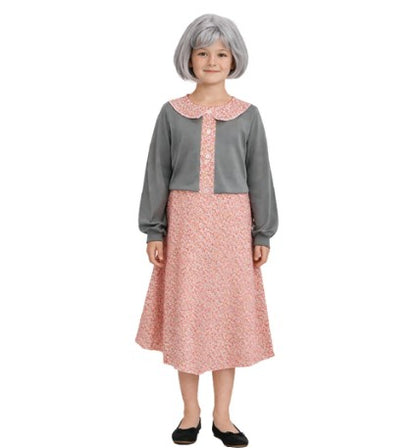 Old Lady Pink Dress Plus Cardigan