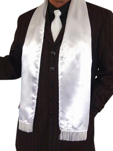 White Fringed Gangster Scarf