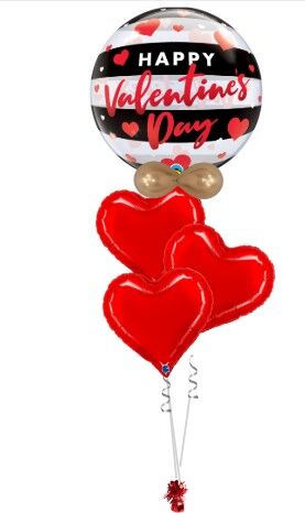 Elegant Bubble Hearts Valentine Balloon Bouquet