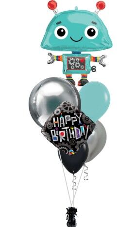 Robot Orbz Birthday Balloon Bouquet