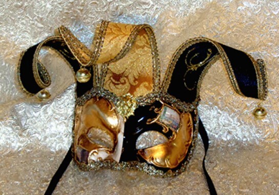 Zane Joker Black & Gold Deluxe Italian Masquerade Eye Mask