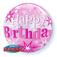 Birthday Milestone Pink Starburst Sparkle Bubble Balloon - 56cm
